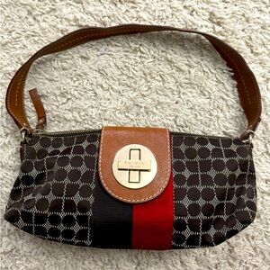 Leather and cloth Kate Spade logo shoulder bag